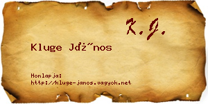 Kluge János névjegykártya